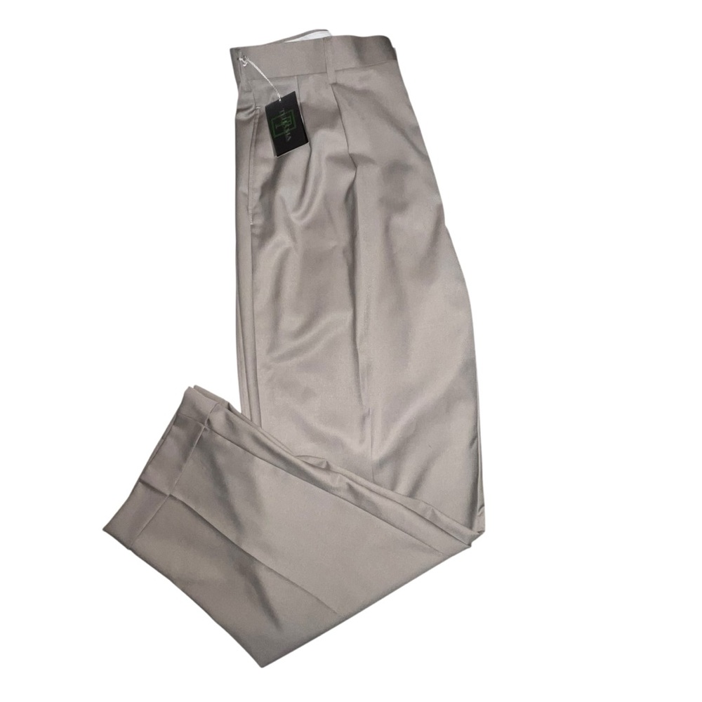 Tehama Men’s Pleated Golf Slacks Pants Taupe Cuffed Pockets Super 120’s 36x32